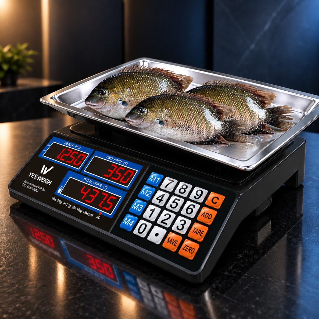 മീസാൻ price computing scale, keypad കാണുന്ന വശം